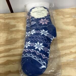 Sherpa Lined Slipper Socks New With Tags In Blue